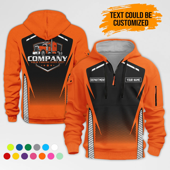 Personalized Name Semi Truck 3D Printed Quarter Zip Hoodie AZ314