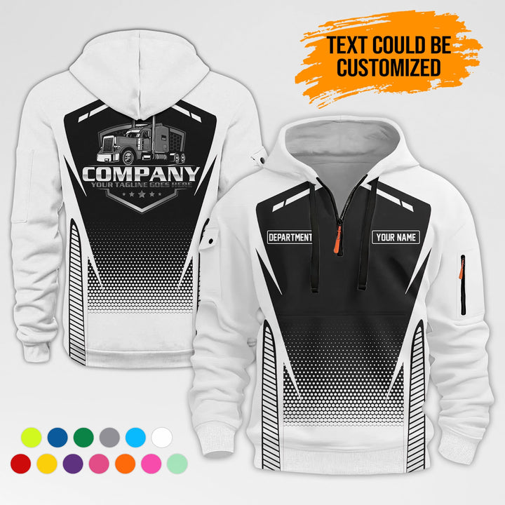 Personalized Name Semi Truck 3D Printed Quarter Zip Hoodie AZ314