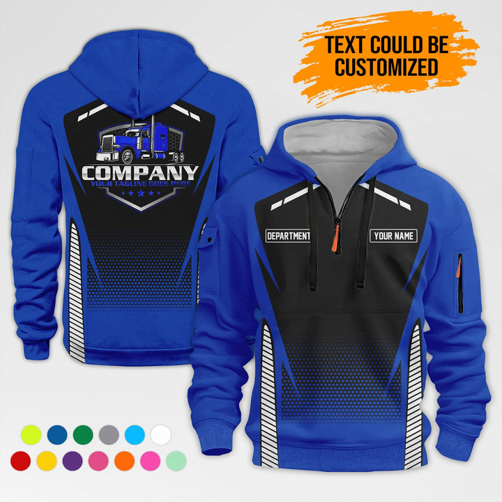 Personalized Name Semi Truck 3D Printed Quarter Zip Hoodie AZ314