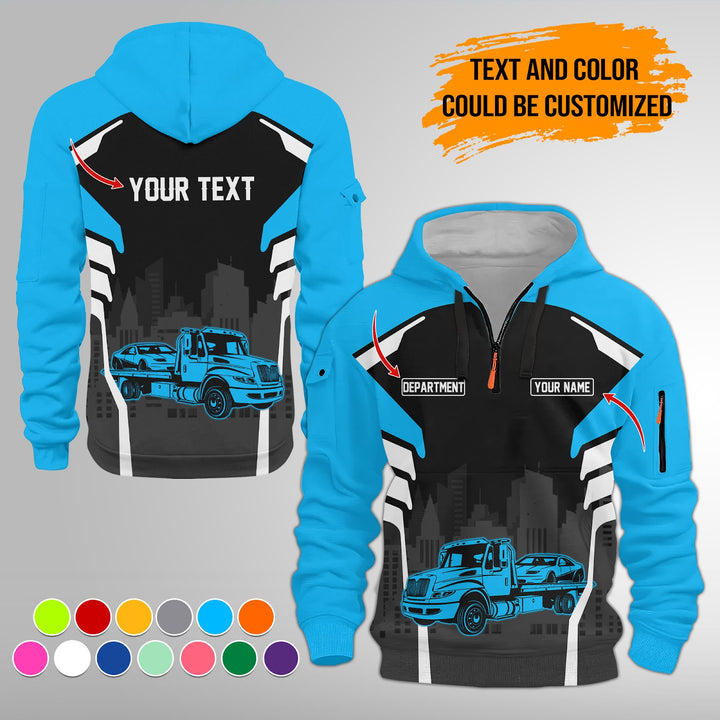 Personalized Name Tow Truck 3D Printed Quarter Zip Hoodie FY343