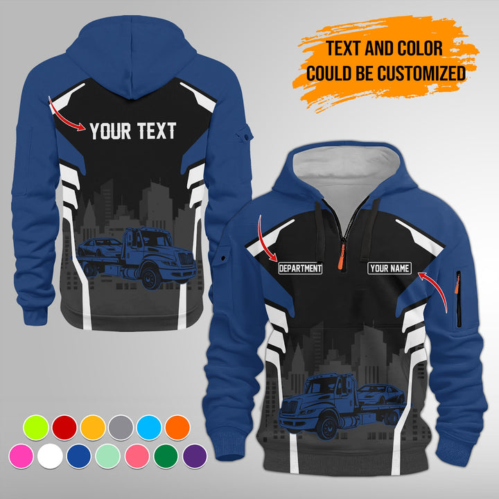 Personalized Name Tow Truck 3D Printed Quarter Zip Hoodie FY343