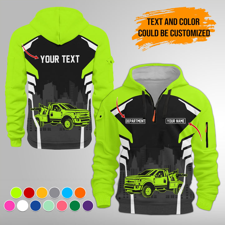 Personalized Name Tow Truck 3D Printed Quarter Zip Hoodie FY344