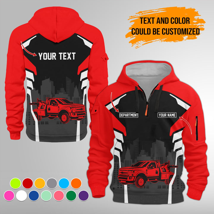 Personalized Name Tow Truck 3D Printed Quarter Zip Hoodie FY344