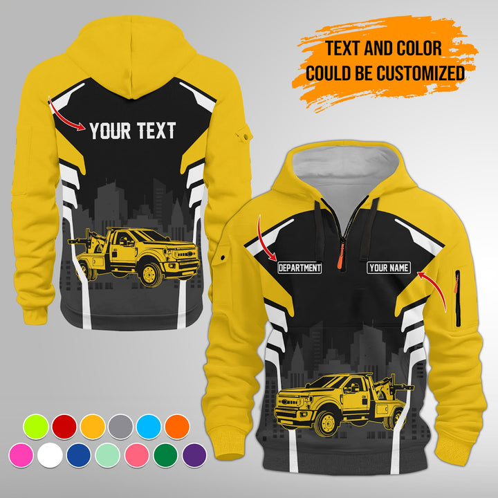 Personalized Name Tow Truck 3D Printed Quarter Zip Hoodie FY344
