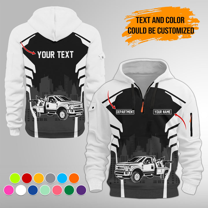 Personalized Name Tow Truck 3D Printed Quarter Zip Hoodie FY344