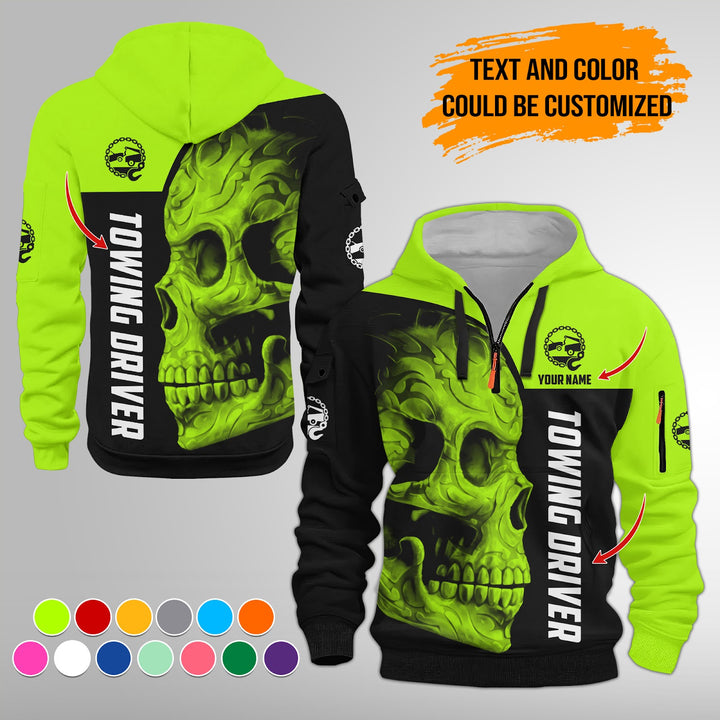 Personalized Name Tow Truck 3D Quarter Zip Hoodie FY347