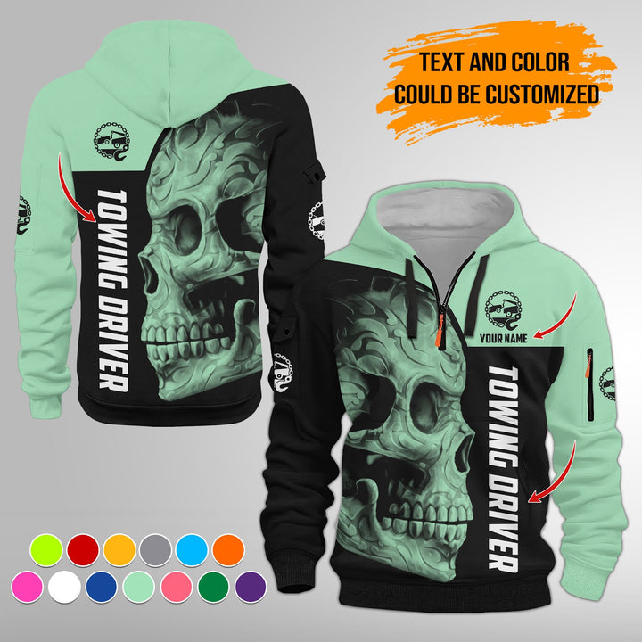 Personalized Name Tow Truck 3D Quarter Zip Hoodie FY347