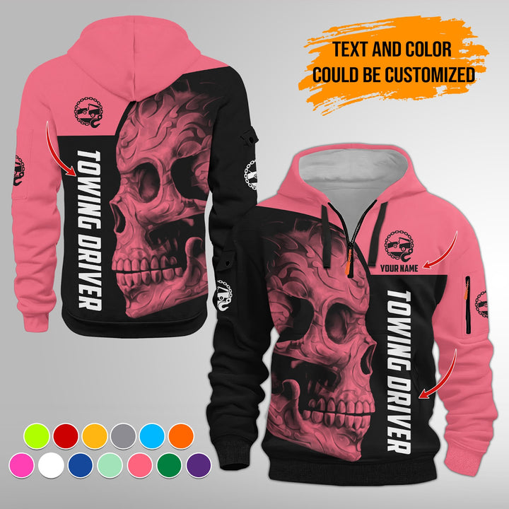 Personalized Name Tow Truck 3D Quarter Zip Hoodie FY347
