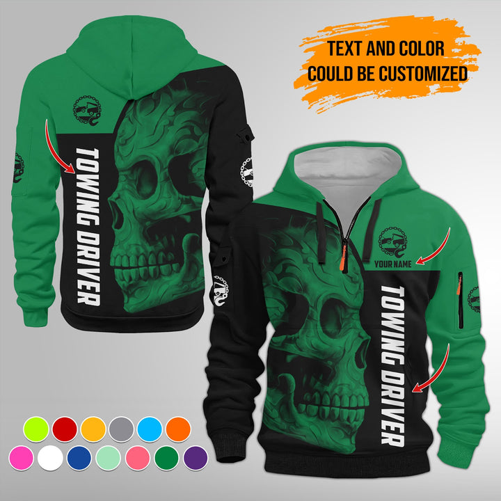 Personalized Name Tow Truck 3D Quarter Zip Hoodie FY347