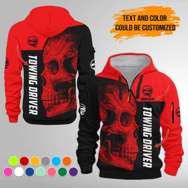 Personalized Name Tow Truck 3D Quarter Zip Hoodie FY347