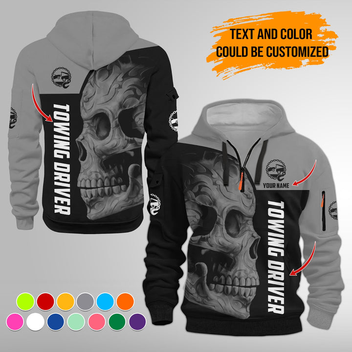 Personalized Name Tow Truck 3D Quarter Zip Hoodie FY347