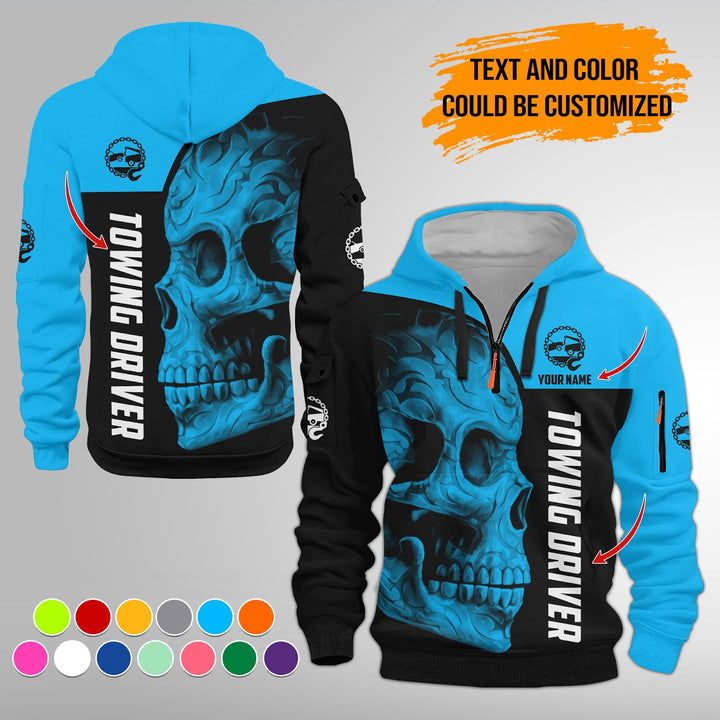 Personalized Name Tow Truck 3D Quarter Zip Hoodie FY347