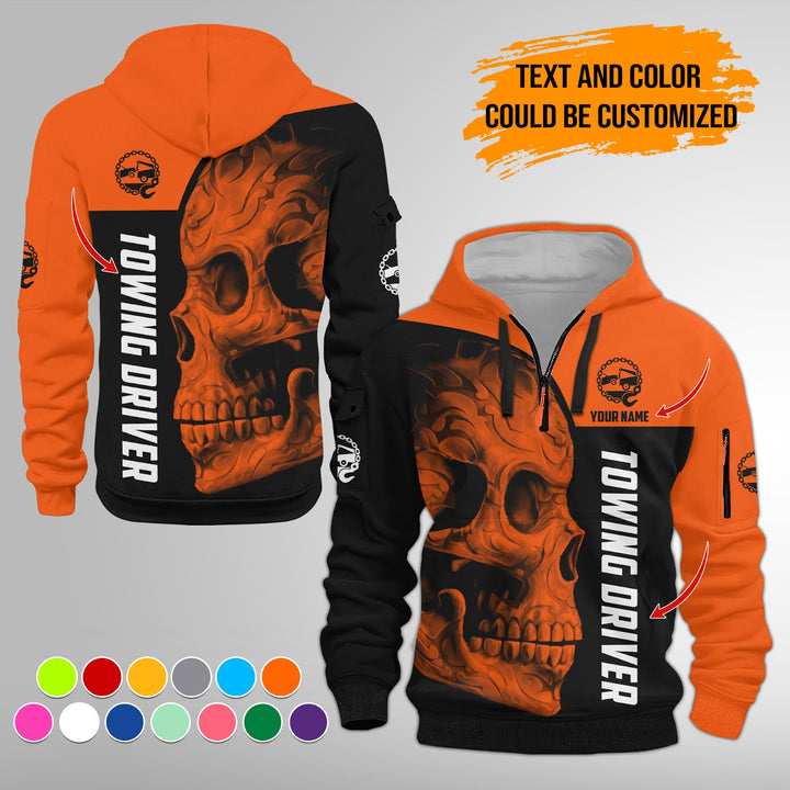 Personalized Name Tow Truck 3D Quarter Zip Hoodie FY347