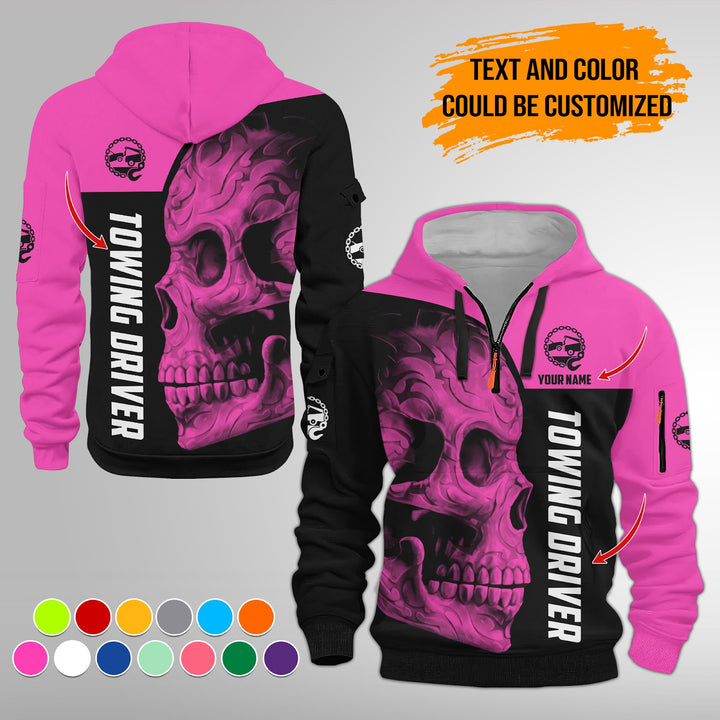 Personalized Name Tow Truck 3D Quarter Zip Hoodie FY347