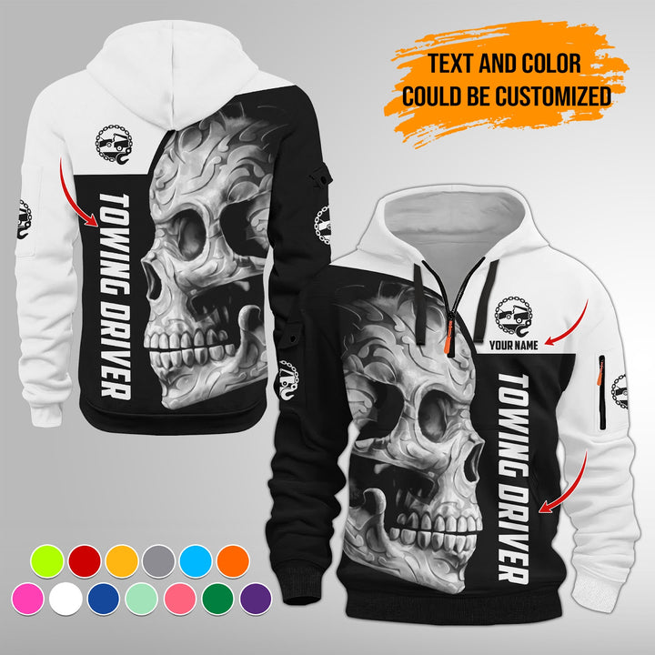 Personalized Name Tow Truck 3D Quarter Zip Hoodie FY347