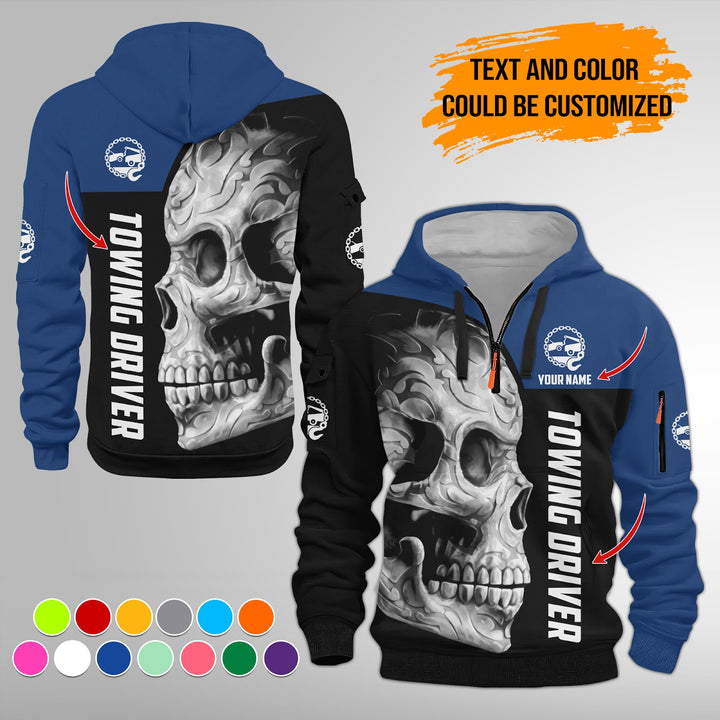 Personalized Name Tow Truck 3D Quarter Zip Hoodie FY347