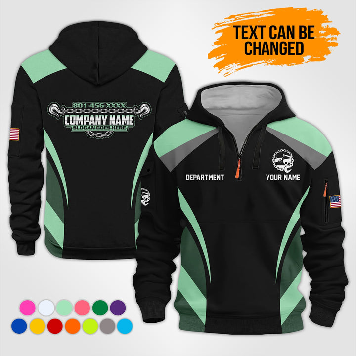 Personalized Name Tow Truck 3D Printed Quarter Zip Hoodie KS865