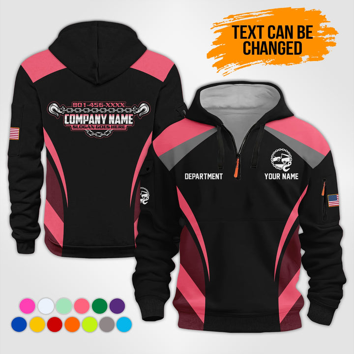 Personalized Name Tow Truck 3D Printed Quarter Zip Hoodie KS865