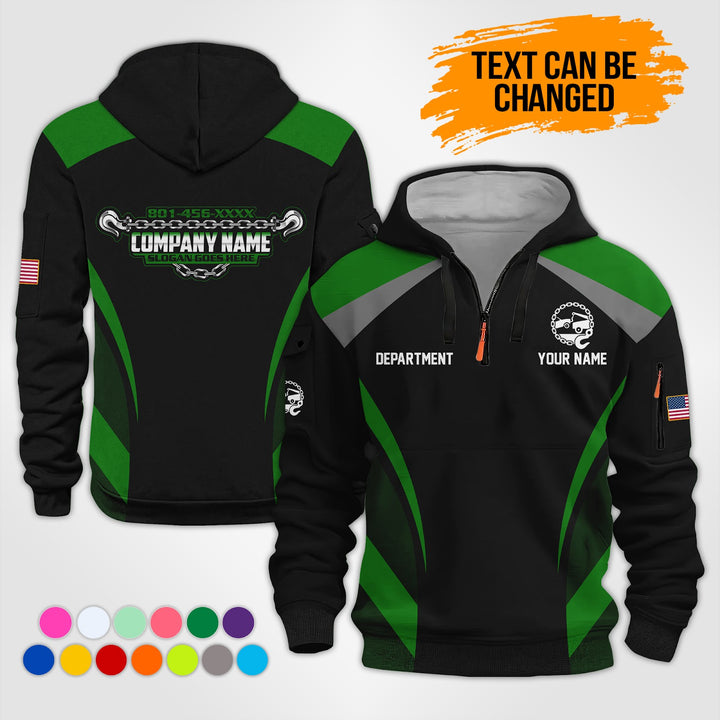 Personalized Name Tow Truck 3D Printed Quarter Zip Hoodie KS865