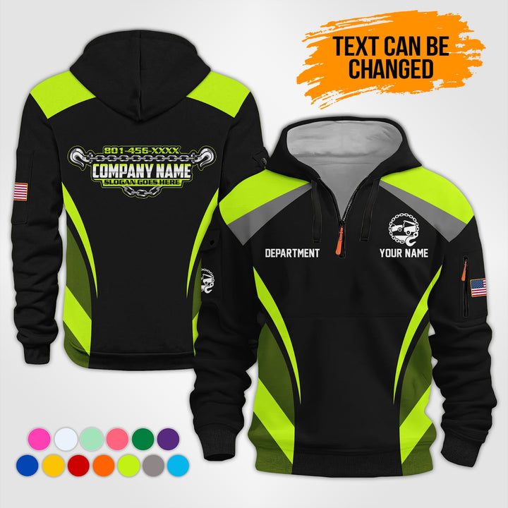 Personalized Name Tow Truck 3D Printed Quarter Zip Hoodie KS865