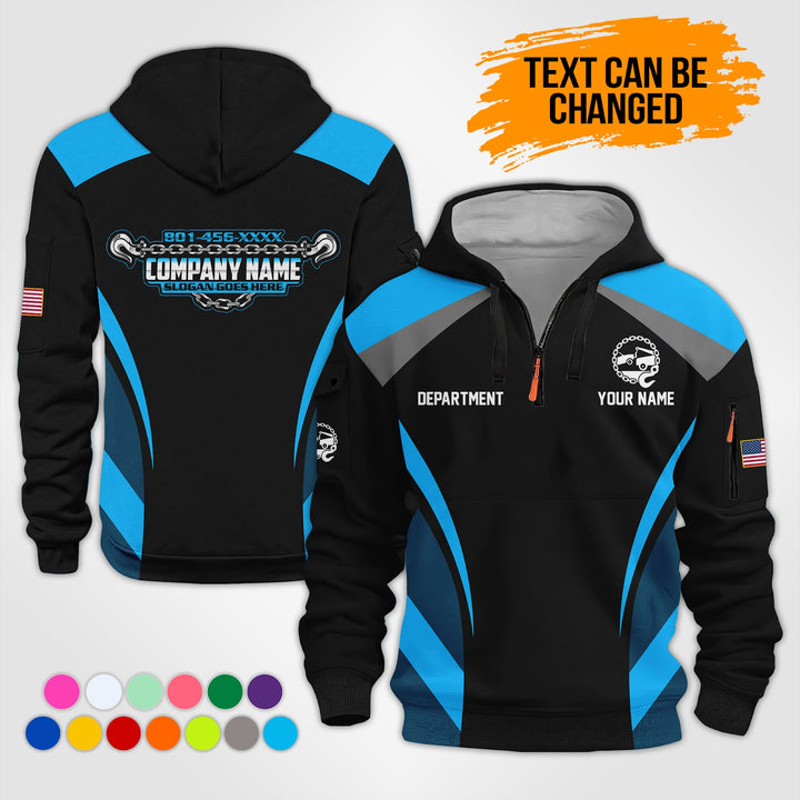 Personalized Name Tow Truck 3D Printed Quarter Zip Hoodie KS865