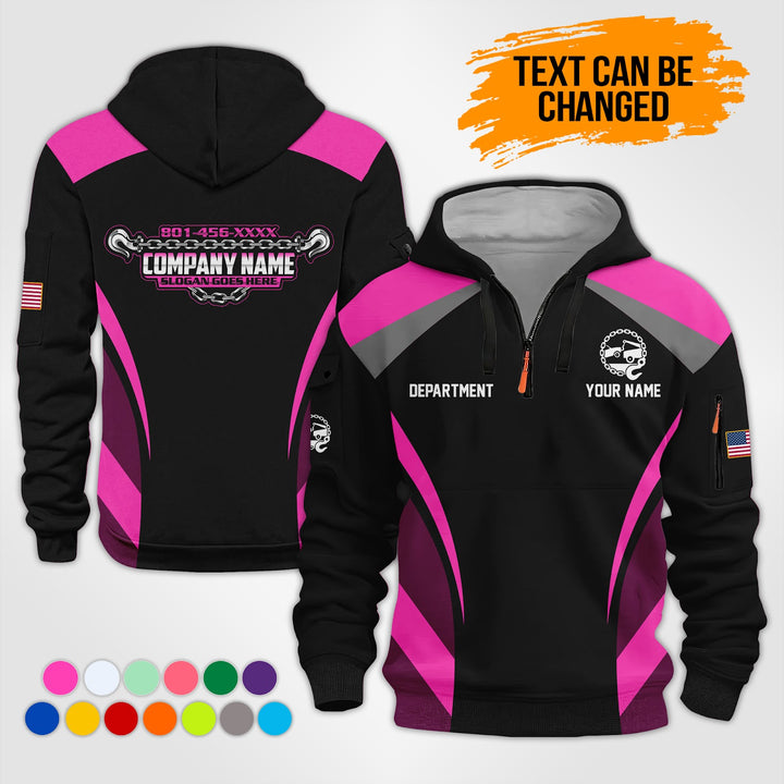 Personalized Name Tow Truck 3D Printed Quarter Zip Hoodie KS865
