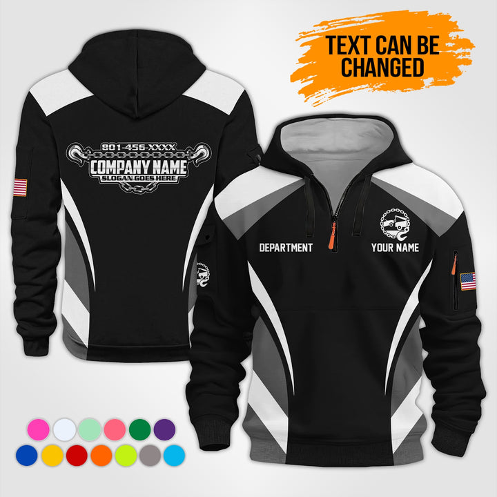 Personalized Name Tow Truck 3D Printed Quarter Zip Hoodie KS865