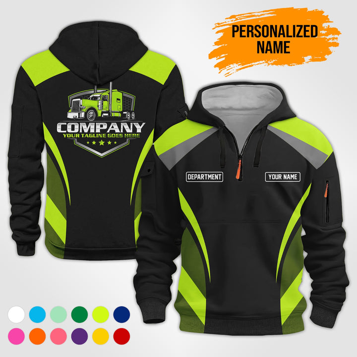Personalized Name Semi Truck Quarter Zip Hoodie PU588