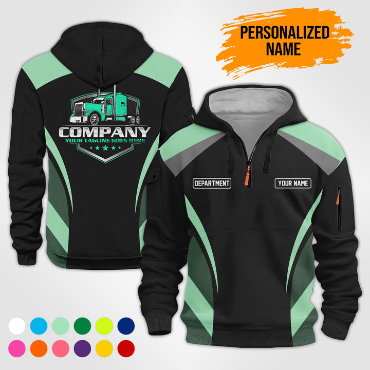 Personalized Name Semi Truck Quarter Zip Hoodie PU588