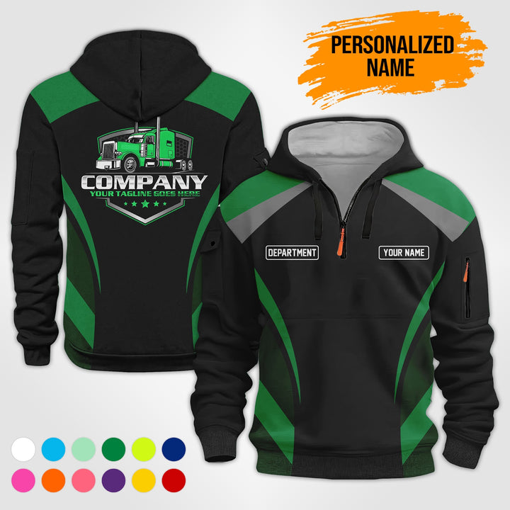 Personalized Name Semi Truck Quarter Zip Hoodie PU588