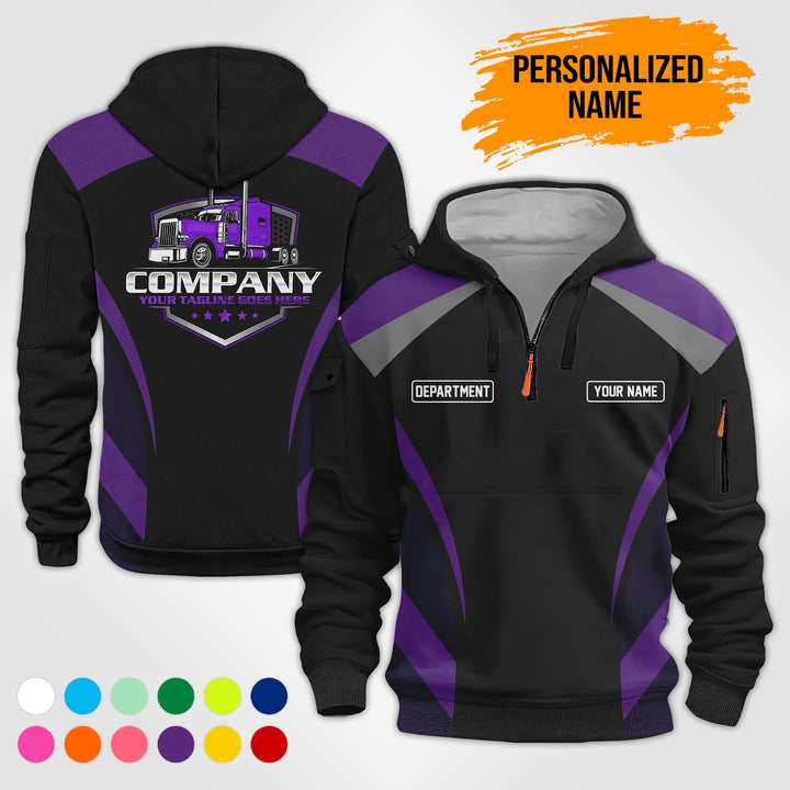 Personalized Name Semi Truck Quarter Zip Hoodie PU588