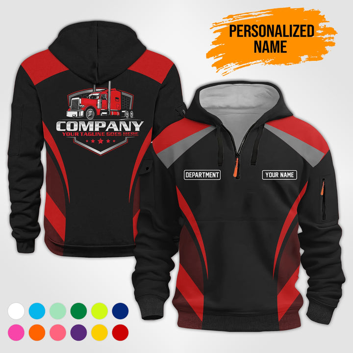 Personalized Name Semi Truck Quarter Zip Hoodie PU588