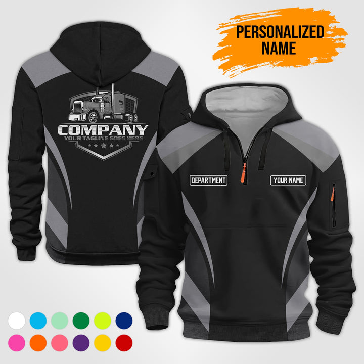 Personalized Name Semi Truck Quarter Zip Hoodie PU588