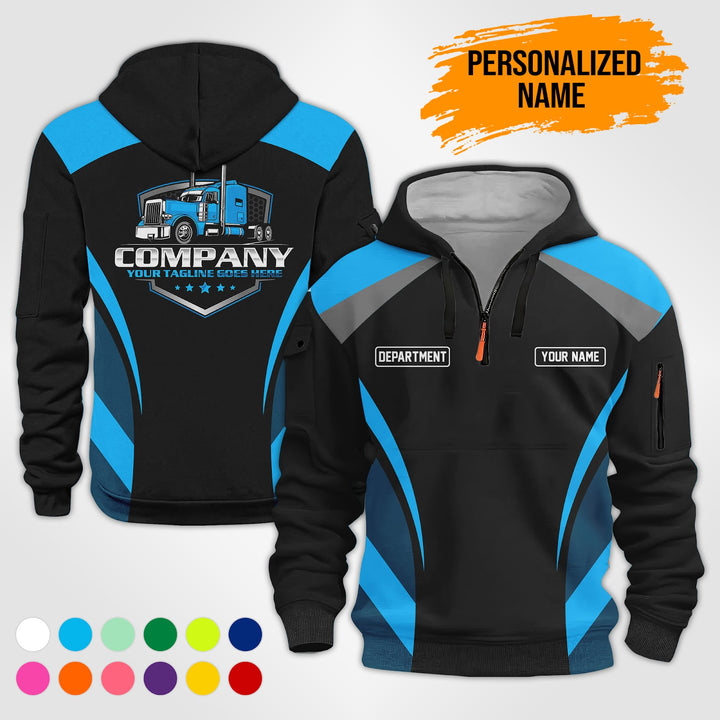 Personalized Name Semi Truck Quarter Zip Hoodie PU588