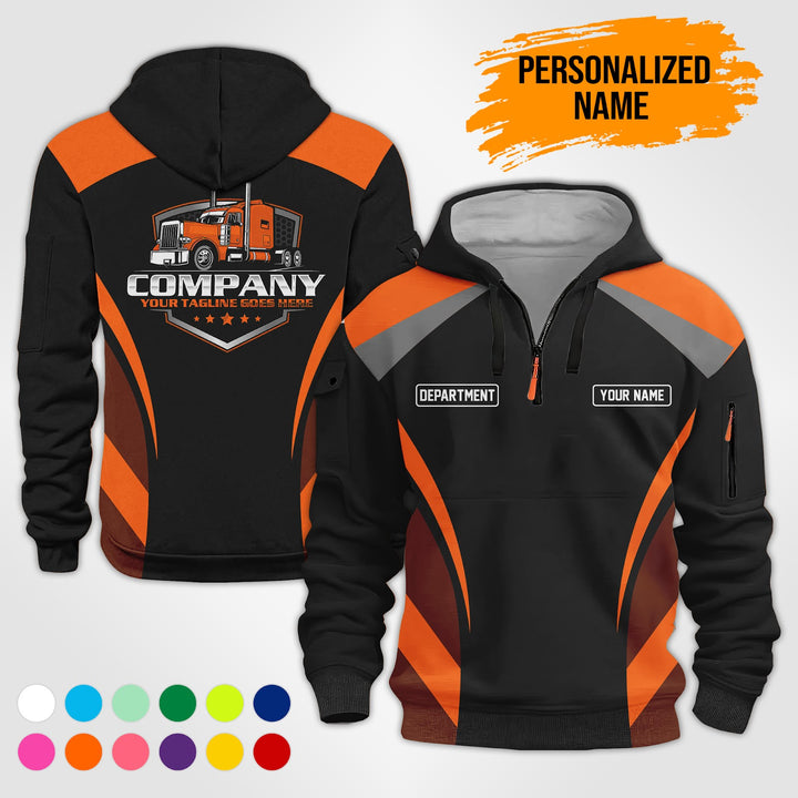 Personalized Name Semi Truck Quarter Zip Hoodie PU588