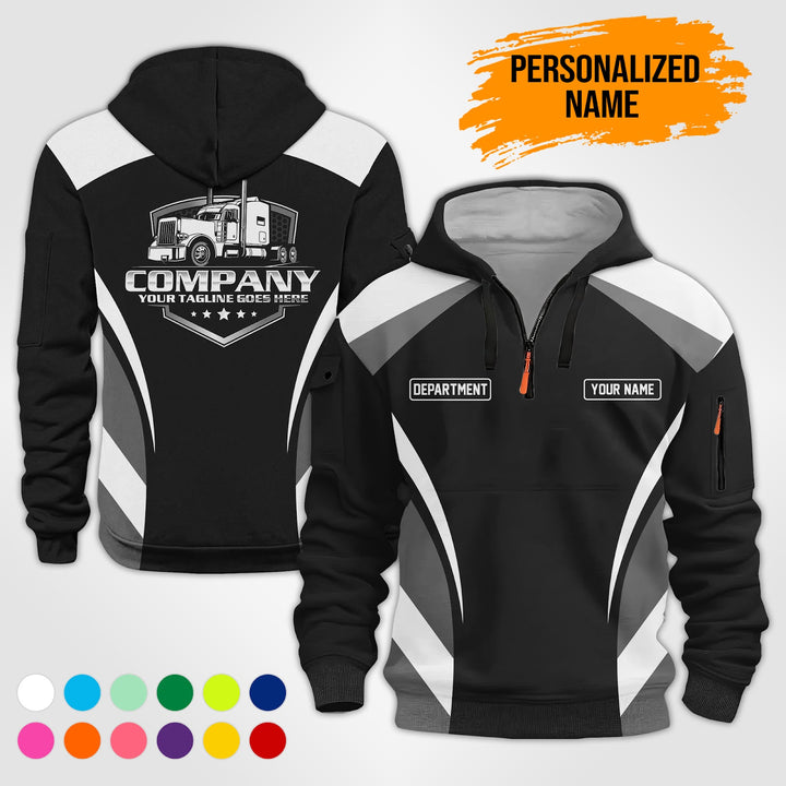 Personalized Name Semi Truck Quarter Zip Hoodie PU588