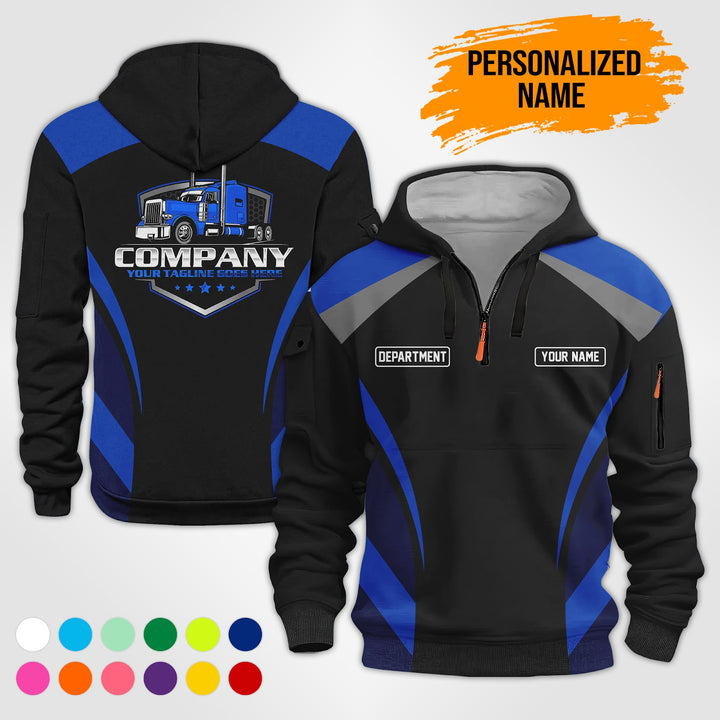 Personalized Name Semi Truck Quarter Zip Hoodie PU588