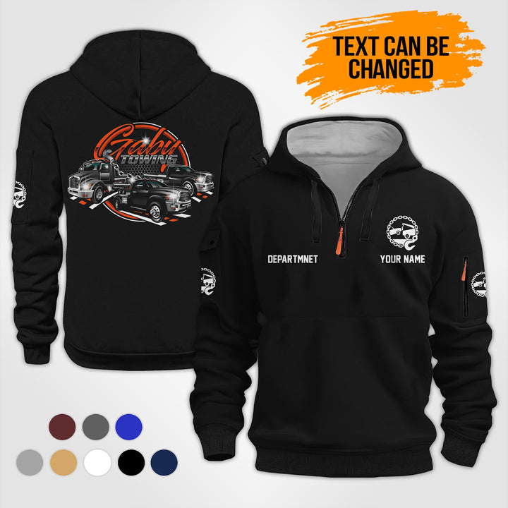 Personalized Name Tow Truck 3D Quarter Zip Hoodie KS866