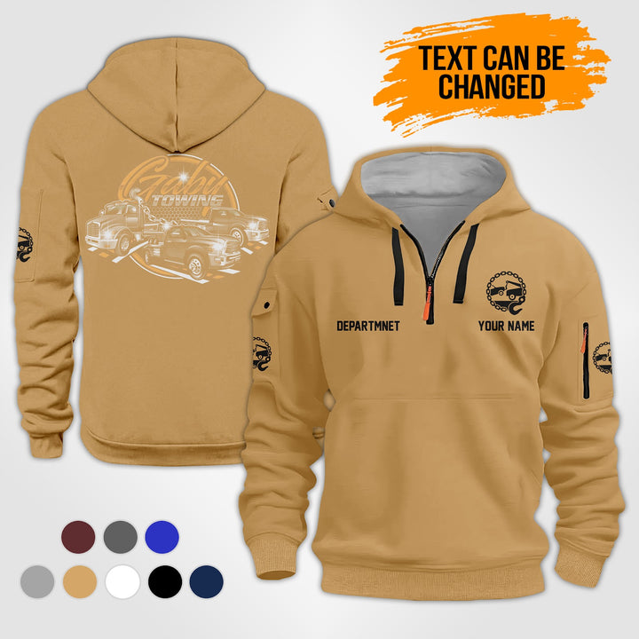 Personalized Name Tow Truck 3D Quarter Zip Hoodie KS866