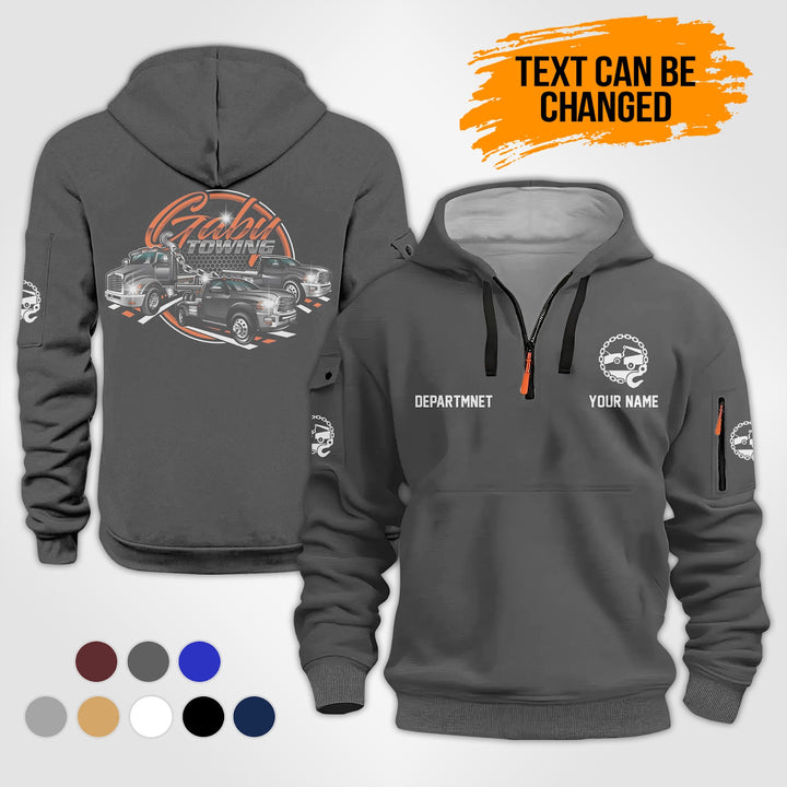 Personalized Name Tow Truck 3D Quarter Zip Hoodie KS866