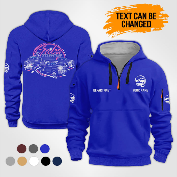 Personalized Name Tow Truck 3D Quarter Zip Hoodie KS866
