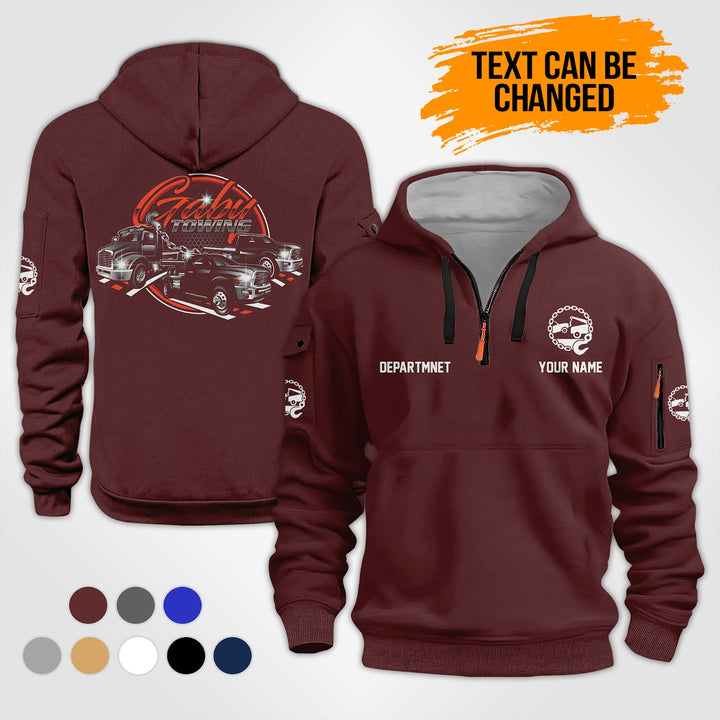 Personalized Name Tow Truck 3D Quarter Zip Hoodie KS866