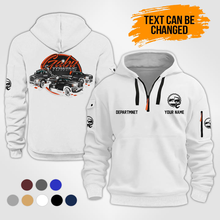 Personalized Name Tow Truck 3D Quarter Zip Hoodie KS866
