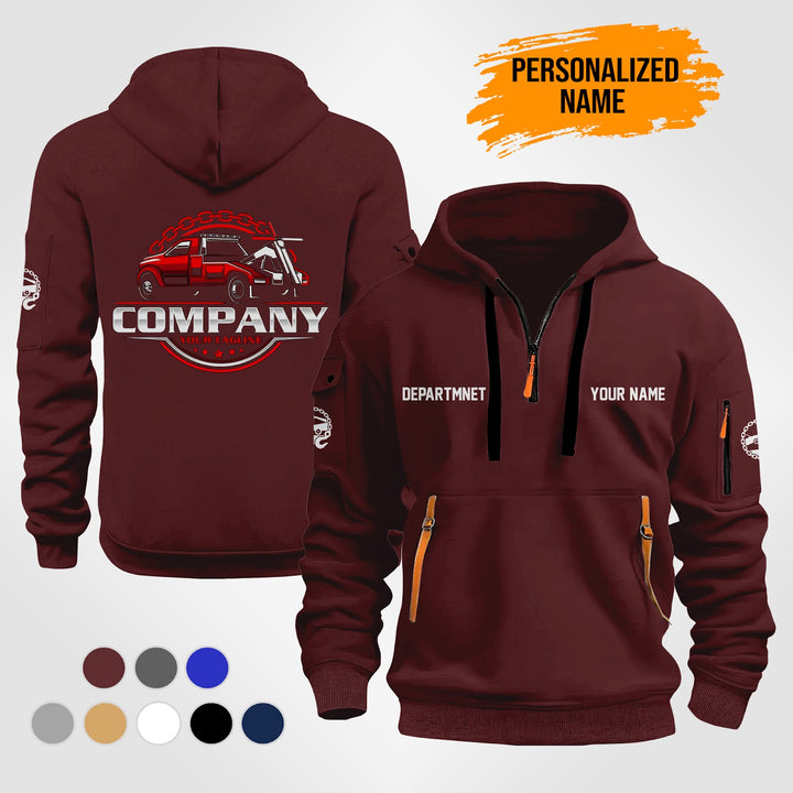 Personalized Name Tow Truck 3D Printed Quarter Zip Hoodie ST168