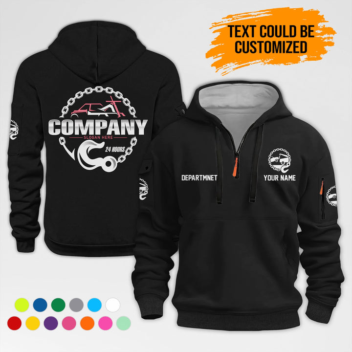 Personalized Name Tow Truck 3D Printed Quarter Zip Hoodie AZ324