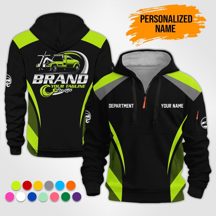 Personalized Name Tow Truck 3D Printed Quarter Zip Hoodie ST127