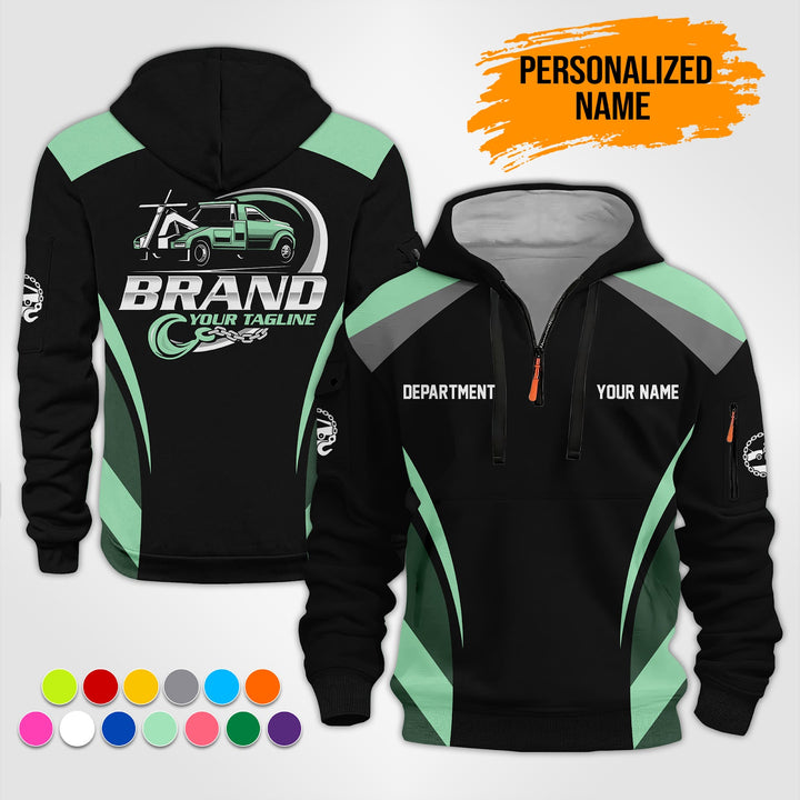 Personalized Name Tow Truck 3D Printed Quarter Zip Hoodie ST127