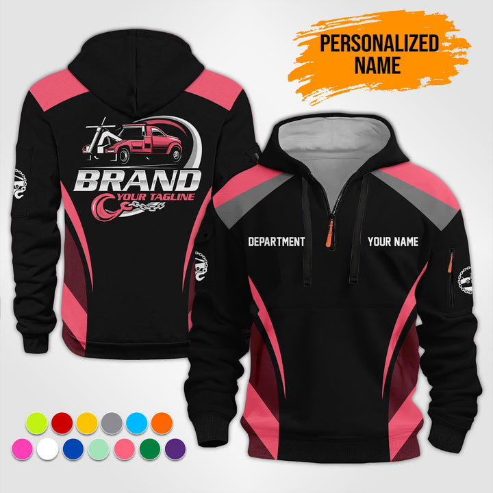 Personalized Name Tow Truck 3D Printed Quarter Zip Hoodie ST127