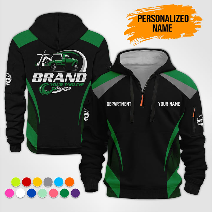 Personalized Name Tow Truck 3D Printed Quarter Zip Hoodie ST127