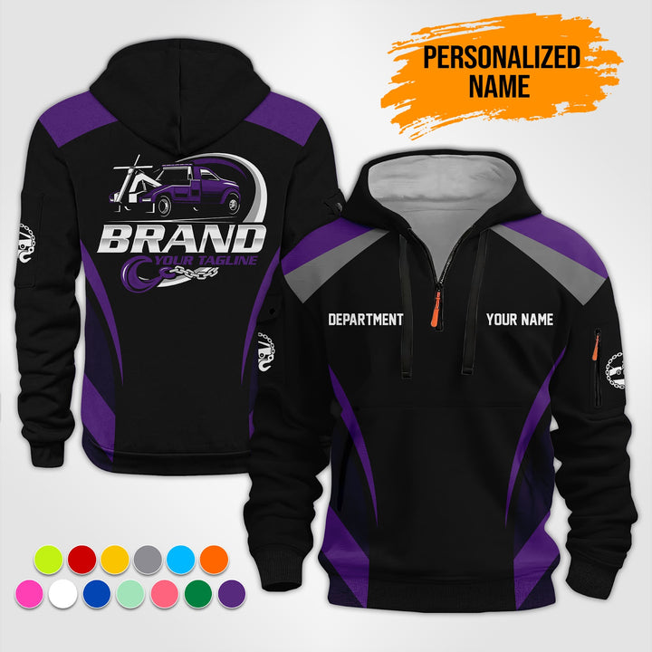 Personalized Name Tow Truck 3D Printed Quarter Zip Hoodie ST127